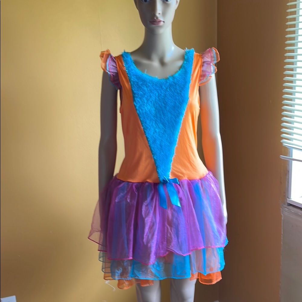Blue and Orange Ruffled Tiered Sundress